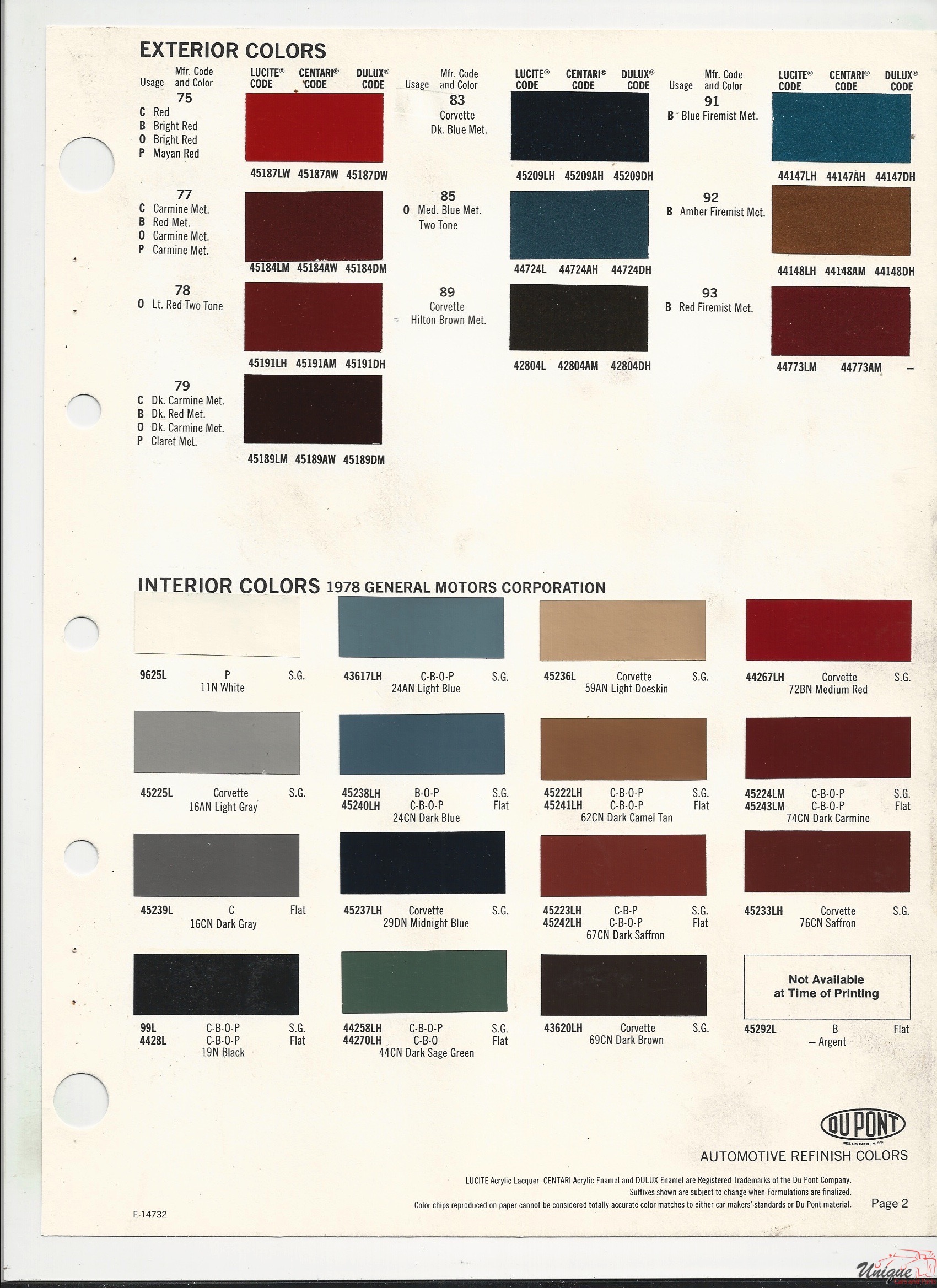 1978 GM-2 Paint Charts